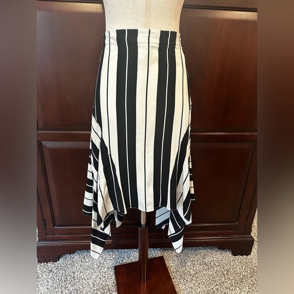 Joie Black and Cream Striped Silk Skirt - Picture 4 of 7